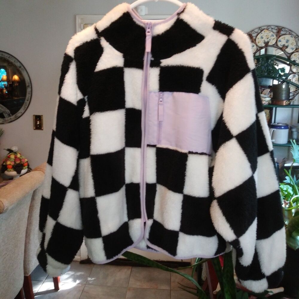 LOVE FIRE NEW WITH TAGS Cropped Full zip Sherpa Jacket Size XL